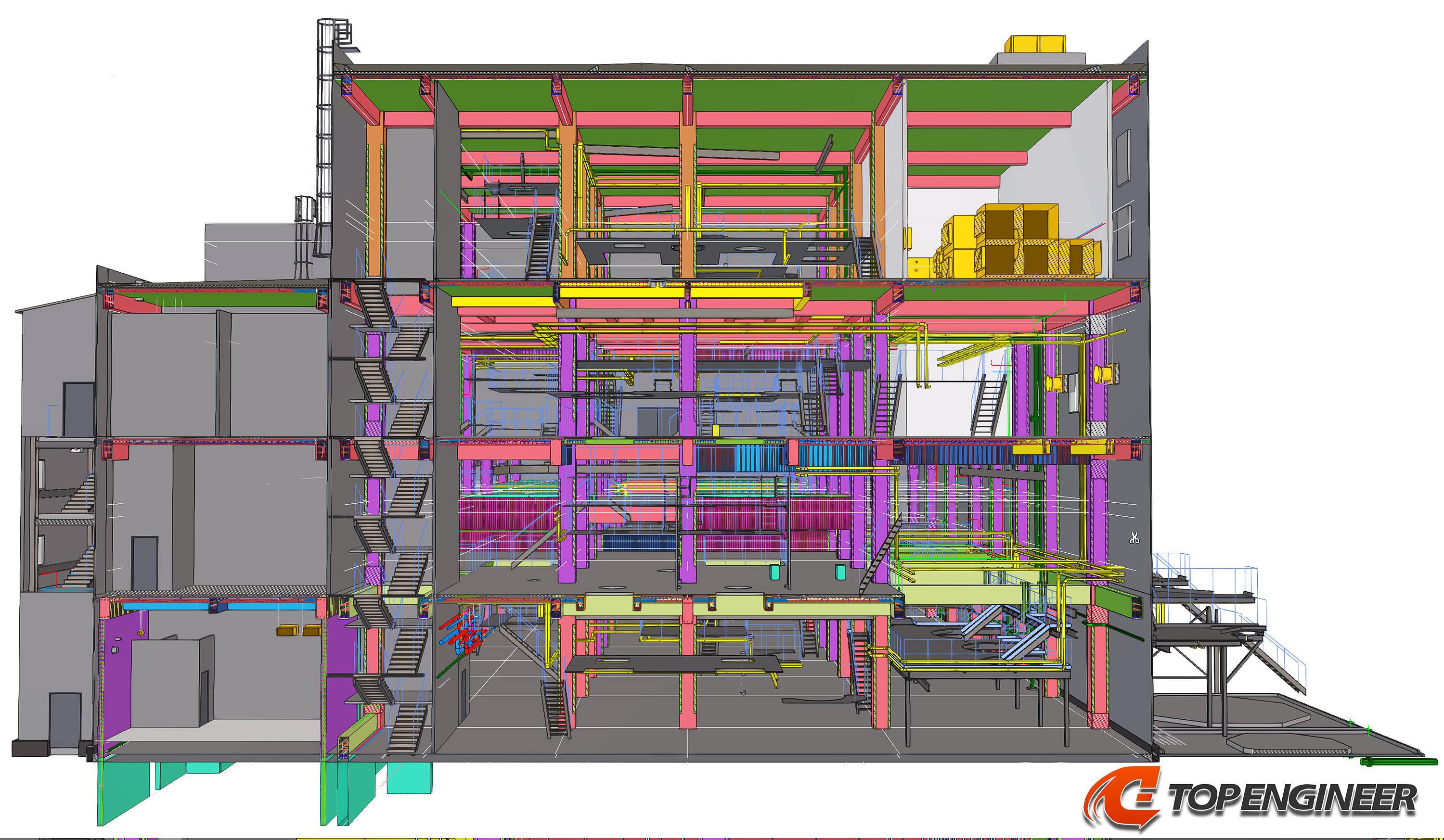 BIM model for production building in Tekla Structures